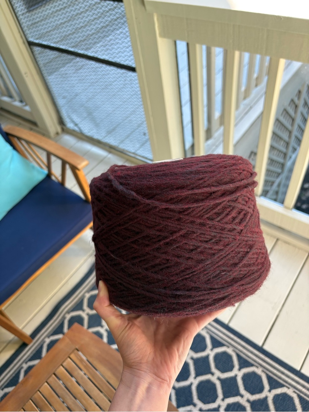 Ecafil 2.2 lb Wool Acrylic Yarn Cone Plum